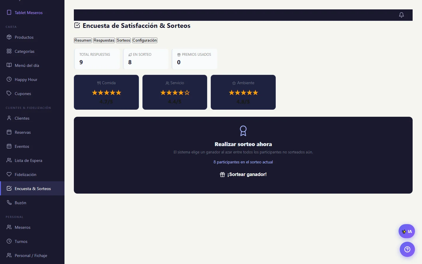 Satisfaction surveys and prize draws