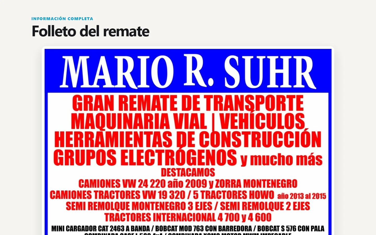 Folleto del remate