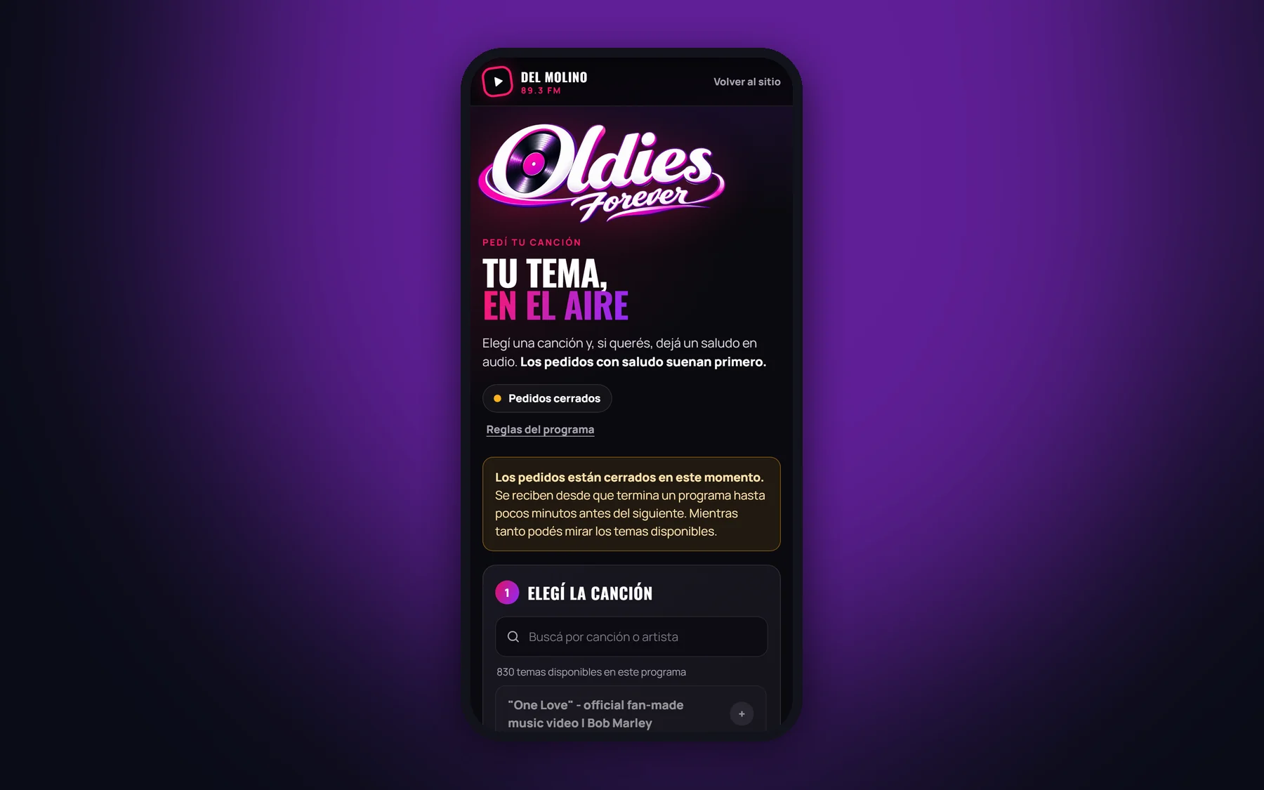 Pedidos de canciones desde el celular