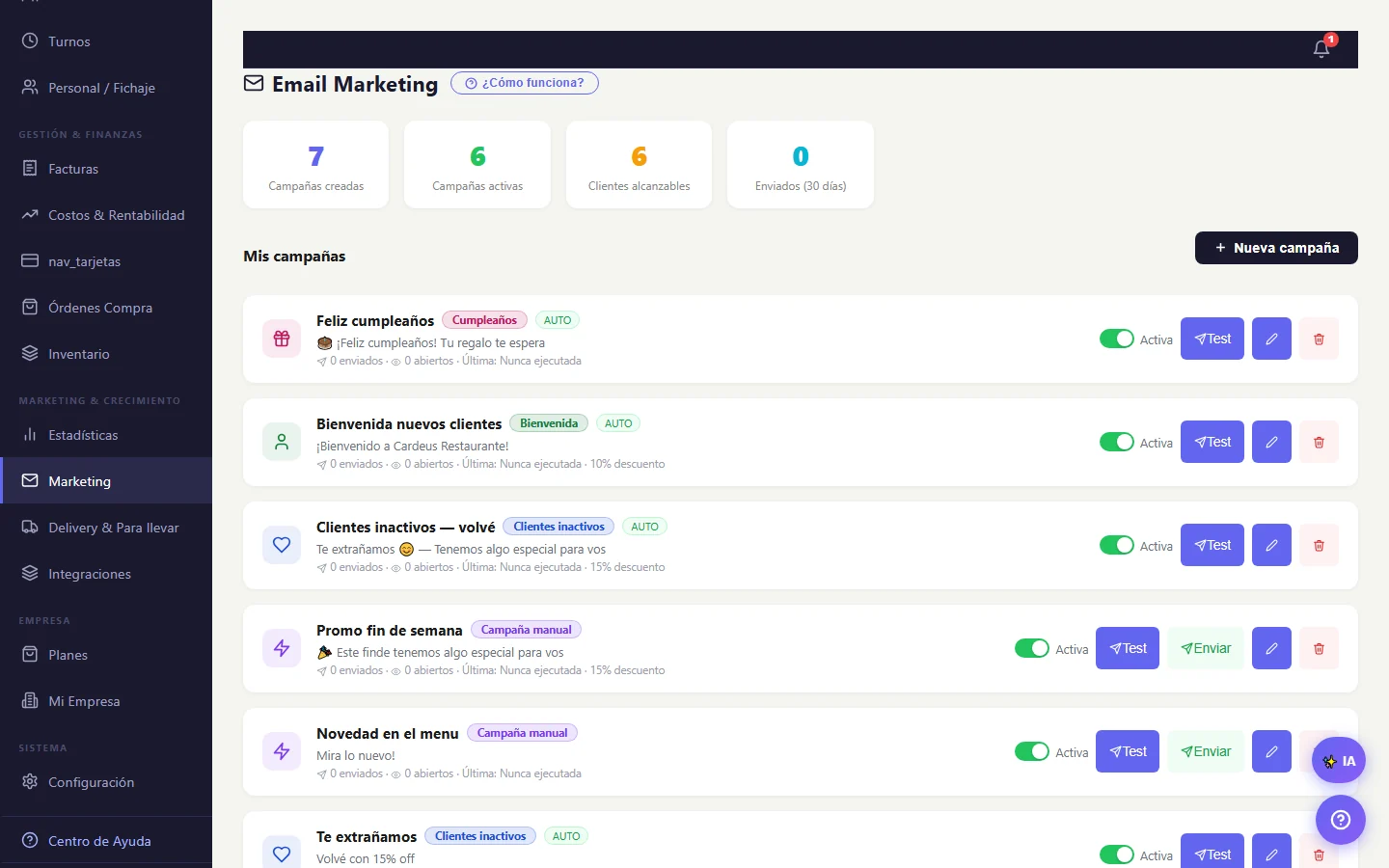 Automatic email campaigns