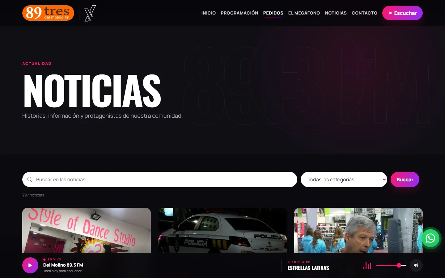 Noticias con buscador y categorías